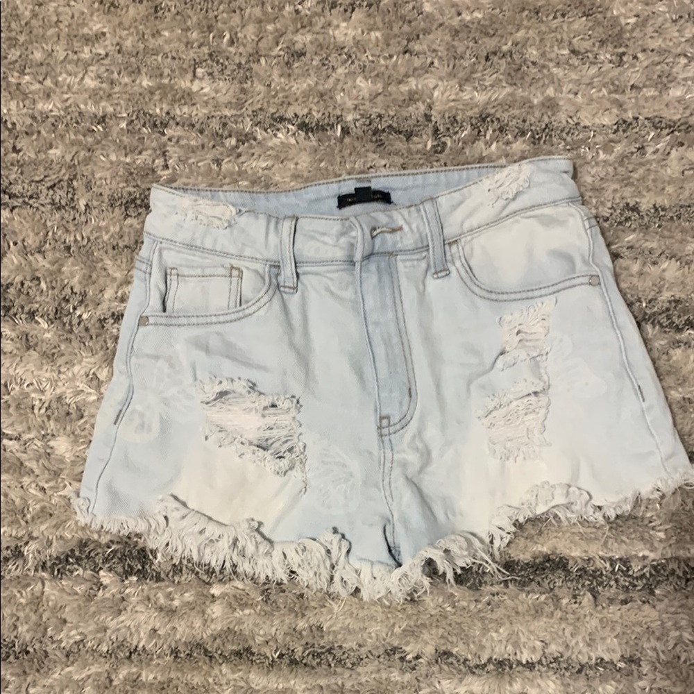 Material Girl Distressed Light Blue Denim Shorts
